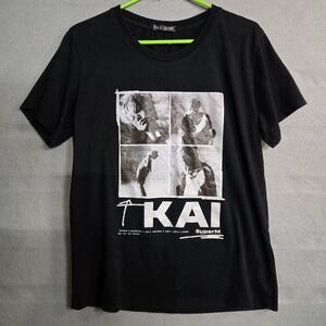 SuperM Kai K-Pop Graphic T-Shirt Black Short Sleeve Fan Merch Kpop‎ Tee Size Med